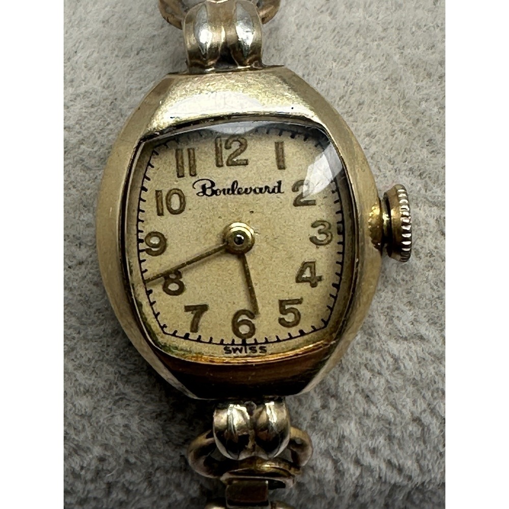 Boulevard Swiss Made Ladies Watch Manual Wind Works 16MM 5.5"‎ Stretch Band D83